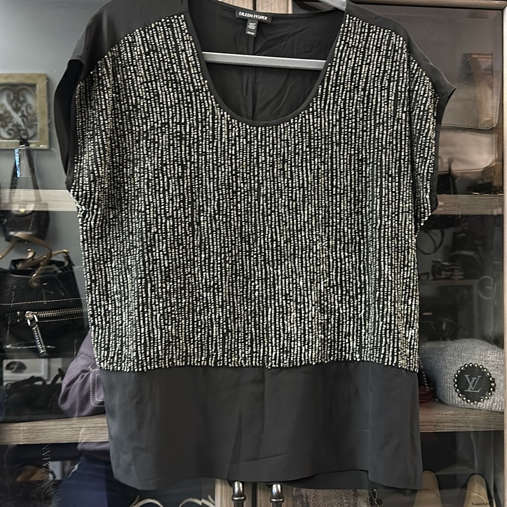 Eileen Fisher Black and White Blouse